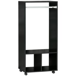 HOMCOM Open Wardrobe Clothes Rail w/ Hanging Rod Storage Closet Organizer in Black - thumbnail 2