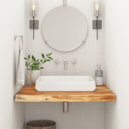 Berkfield Home Bathroom Countertop 60x60x3.8 cm Square Solid Wood Acacia in Brown - thumbnail 1