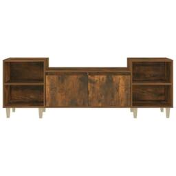 Berkfield Home TV Cabinet Smoked Oak 160x35x55 cm Engineered Wood in Brown - Size: 160 x 35 x 55 cm - thumbnail 6