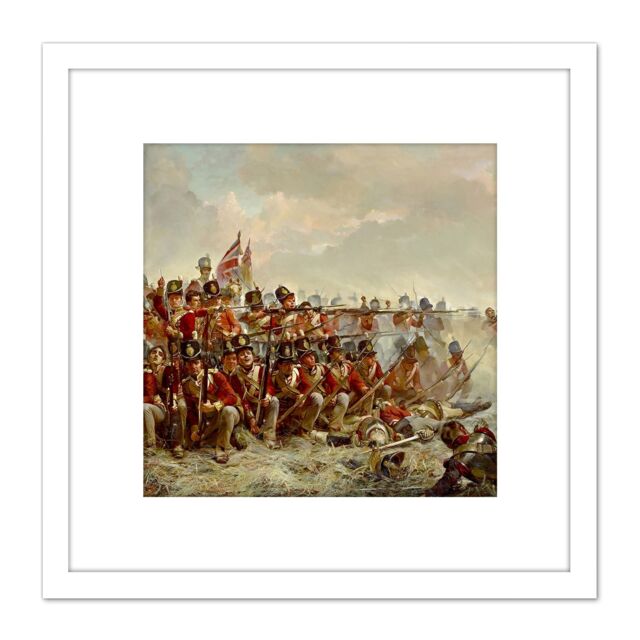 Artery8 Thompson The 28th Regiment At Quatre Bras Painting 8X8 Inch Square Wooden Framed Wall Art Print Picture with Mount in White - image 1