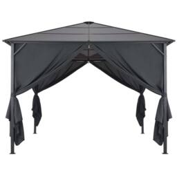 Berkfield Home Gazebo with Curtain Aluminium 3x3 m Black - thumbnail 3