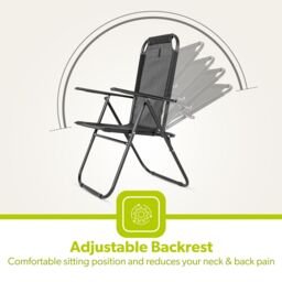 Royalford Folding Garden Chair Camping Chairs for Indoor & Outdoor in Black - Size: 1 Pack - thumbnail 3