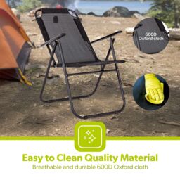 Royalford Folding Garden Chair Camping Chairs for Indoor & Outdoor in Black - Size: 1 Pack - thumbnail 2