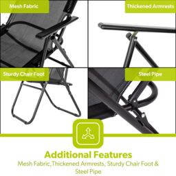 Royalford Folding Garden Chair Camping Chairs for Indoor & Outdoor in Black - Size: 1 Pack - thumbnail 4