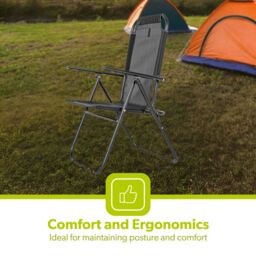 Royalford Folding Garden Chair Camping Chairs for Indoor & Outdoor in Black - Size: 1 Pack - thumbnail 5