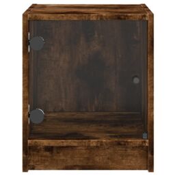 Berkfield Home Bedside Cabinet with Glass Door Smoked Oak 35x37x42 cm in Brown - Size: 35 x 37 x 42 cm - thumbnail 6
