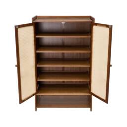 FORGEVIO 7 Tier Shoe Cabinet Storage with 2 Doors Freestanding Shoe Rack in Brown - thumbnail 3