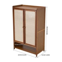 FORGEVIO 7 Tier Shoe Cabinet Storage with 2 Doors Freestanding Shoe Rack in Brown - thumbnail 2