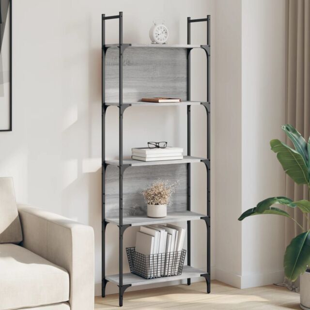 Berkfield Home Bookshelf 5-Tier Grey Sonoma 60.5x24x166.5 cm Engineered Wood - image 1