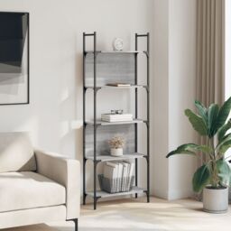 Berkfield Home Bookshelf 5-Tier Grey Sonoma 60.5x24x166.5 cm Engineered Wood - thumbnail 3