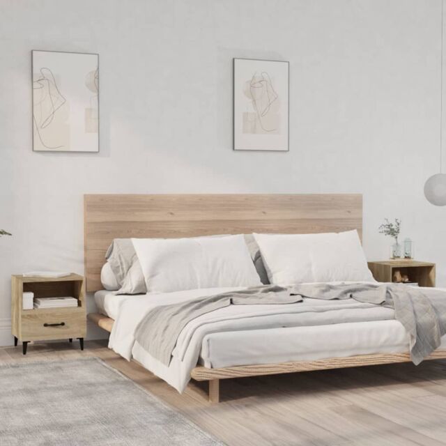 Berkfield Home Bedside Cabinets 2 pcs Sonoma Oak Engineered Wood in Brown - image 1
