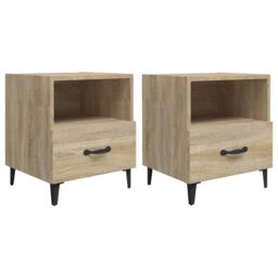 Berkfield Home Bedside Cabinets 2 pcs Sonoma Oak Engineered Wood in Brown - thumbnail 2