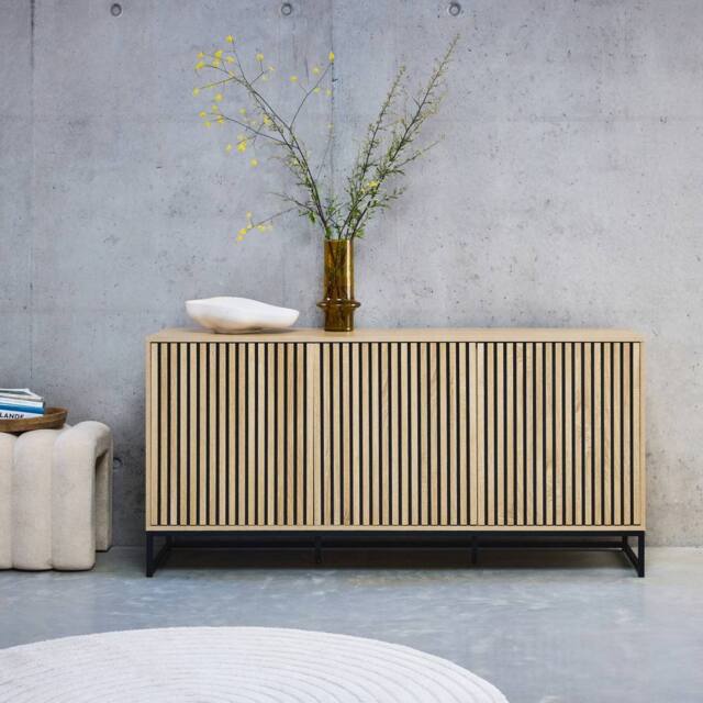sweeek 160cm contemporary sideboard with wood effect in Beige - image 1
