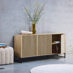 sweeek 160cm contemporary sideboard with wood effect in Beige - thumbnail 4