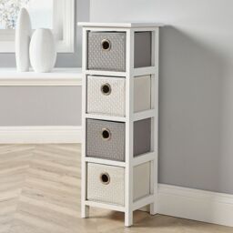 Home Source 4 Drawer Chest Wooden Storage Organiser Fully Assembled in White