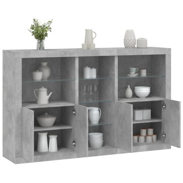 Berkfield Home Sideboard with LED Lights Concrete Grey 162x37x100 cm - Size: 162 x 37 x 100 cm - image 1