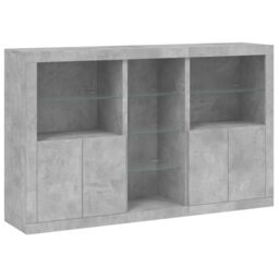 Berkfield Home Sideboard with LED Lights Concrete Grey 162x37x100 cm - Size: 162 x 37 x 100 cm - thumbnail 3
