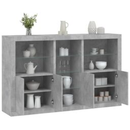 Berkfield Home Sideboard with LED Lights Concrete Grey 162x37x100 cm - Size: 162 x 37 x 100 cm - thumbnail 1
