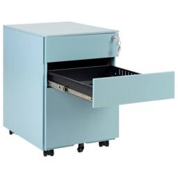 Wyld and Coco Light Blue Steel 3-Drawer Lockable Storage with Castors - thumbnail 5