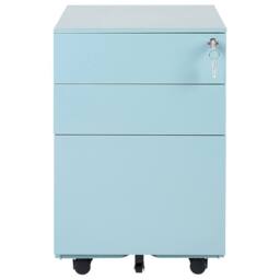 Wyld and Coco Light Blue Steel 3-Drawer Lockable Storage with Castors - thumbnail 7