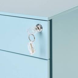 Wyld and Coco Light Blue Steel 3-Drawer Lockable Storage with Castors - thumbnail 8