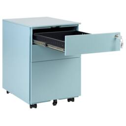 Wyld and Coco Light Blue Steel 3-Drawer Lockable Storage with Castors - thumbnail 4