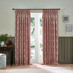 Morris & Co Marigold Jacquard Floral Room Darkening Pencil Pleat Curtains in Red - Size: 168 cm width x 137 cm drop - thumbnail 7
