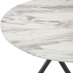 Home Detail Morag Round Marble Effect Dining Table Black Legs in White - Size: 120 cm - thumbnail 4