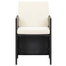 Berkfield Home Garden Dining Chairs with Cushions 4 pcs Black Poly Rattan - thumbnail 3