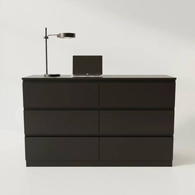 Hinsinc Black 6 Drawer Wooden Bedroom Storage Chest - Size: 0.6m2 - image 1