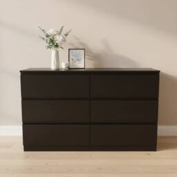 Hinsinc Black 6 Drawer Wooden Bedroom Storage Chest - Size: 0.6m2 - thumbnail 4