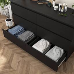 Hinsinc Black 6 Drawer Wooden Bedroom Storage Chest - Size: 0.6m2 - thumbnail 3