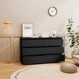 Hinsinc Black 6 Drawer Wooden Bedroom Storage Chest - Size: 0.6m2 - thumbnail 5