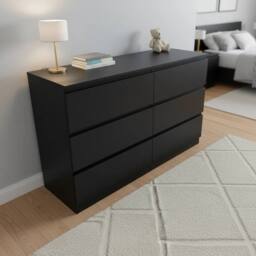 Hinsinc Black 6 Drawer Wooden Bedroom Storage Chest - Size: 0.6m2 - thumbnail 2