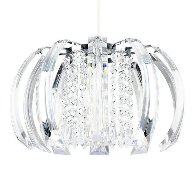 EONLION Shade Chrome Pendant Clear Jewel Beads Lampshade Living Room - image 1