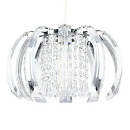 EONLION Shade Chrome Pendant Clear Jewel Beads Lampshade Living Room - thumbnail 1