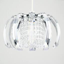 EONLION Shade Chrome Pendant Clear Jewel Beads Lampshade Living Room - thumbnail 3