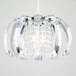 EONLION Shade Chrome Pendant Clear Jewel Beads Lampshade Living Room - thumbnail 2