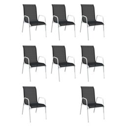 Berkfield Home 9 Piece Outdoor Dining Set Steel Black - thumbnail 3