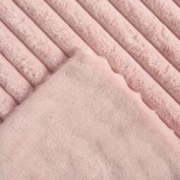 OHS Faux Fur Ribbed Fleece Throw Blanket Winter Warm Supersoft in Pink - thumbnail 6