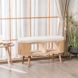Nordlys Bohemian Style Rattan Bench in Brown - thumbnail 3