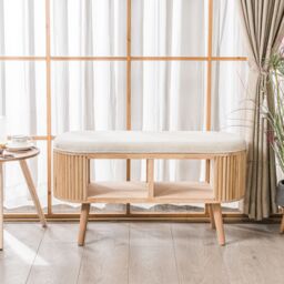 Nordlys Bohemian Style Rattan Bench in Brown - thumbnail 2