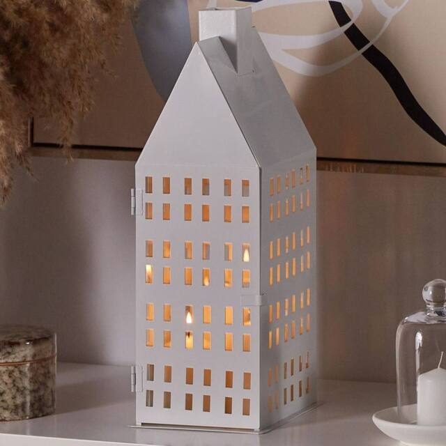 Wyld and Coco Aura Lantern White Iron 40cm - Minimalist House Candle Holder - image 1