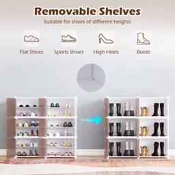 Gymax 6-Tier Plastic Shoe Cabinet 24 Pair Shoe Rack With Removable Shelves in White - thumbnail 3