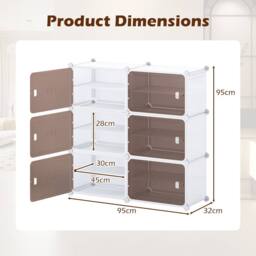 Gymax 6-Tier Plastic Shoe Cabinet 24 Pair Shoe Rack With Removable Shelves in White - thumbnail 2