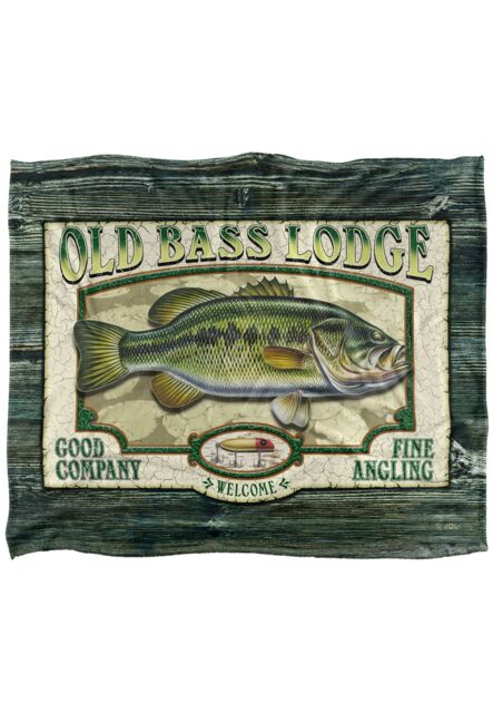 JQ Licensing Old Bass Lodge Sign Silky Touch Super Soft Throw Blanket 152 X 127 cm in White - image 1