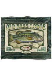 JQ Licensing Old Bass Lodge Sign Silky Touch Super Soft Throw Blanket 152 X 127 cm in White - thumbnail 1