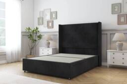 "Comfort Beds Madrid Naples Divan Base 2 Drawers - 54"" Wingback in Black - Size: Super King" - thumbnail 2