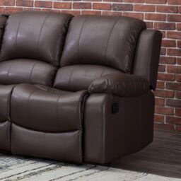 Furnishings For Less UK Minnesota Leather Reclining Corner Sofa 5 Seater Manual Recliner Comfortable Padded Arms With Drinks Tray in Brown - thumbnail 2