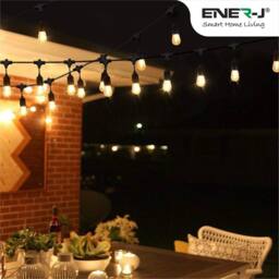 ENER-J LED Filament Festoon String Light 10.2m Warm White 10x 2W Bulbs in Black - thumbnail 9